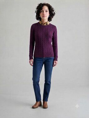 NWT St. John's Bay Crew Neck Deep Ruby Red Classic Cable Knit Sweater Size Large